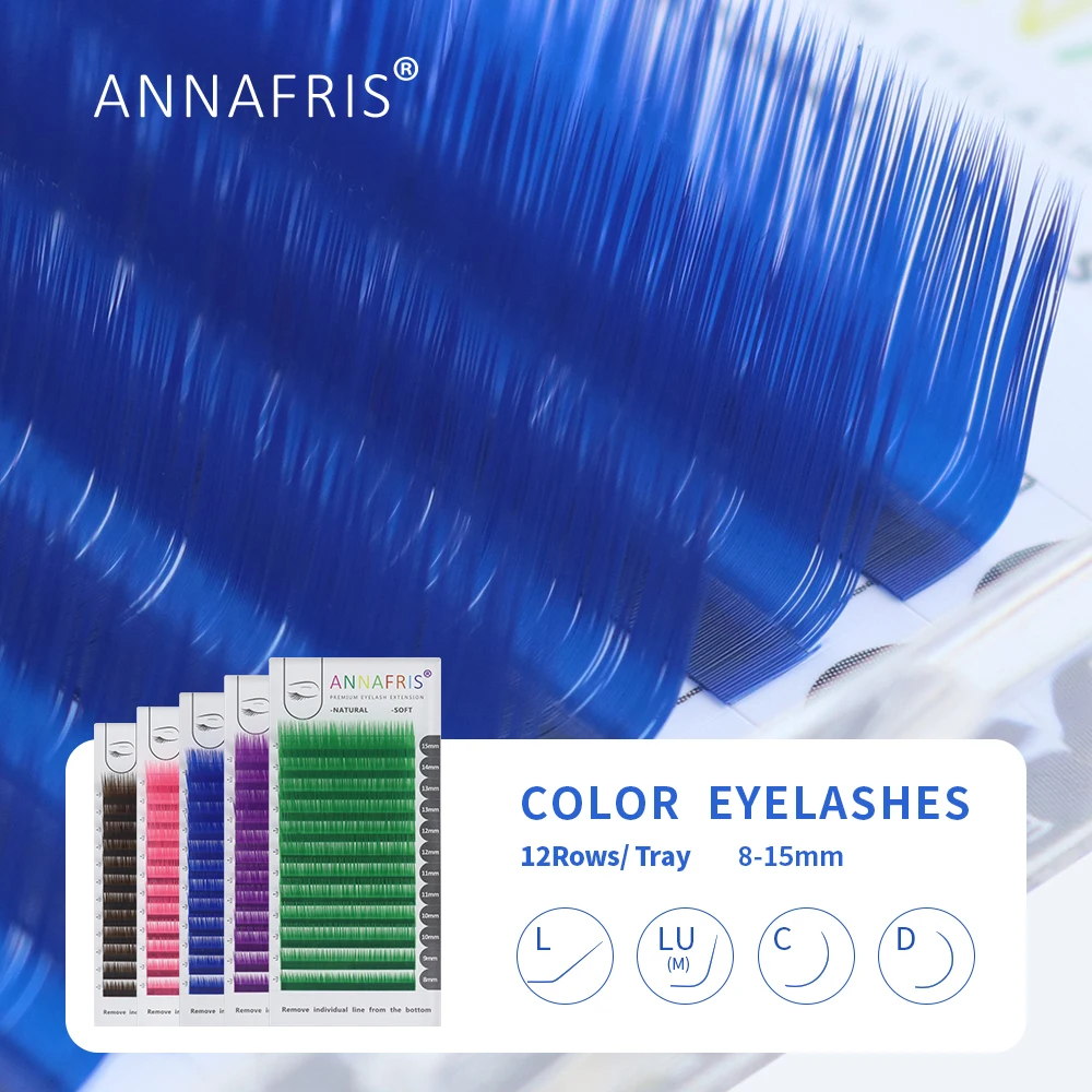 Eyelash Extension Russian - Ресницы Накладные ANNAFRIS ed индивидуальные цветные,